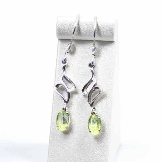 Ædelstens øreringe i Sterling Sølv med Peridot - Øreringe
