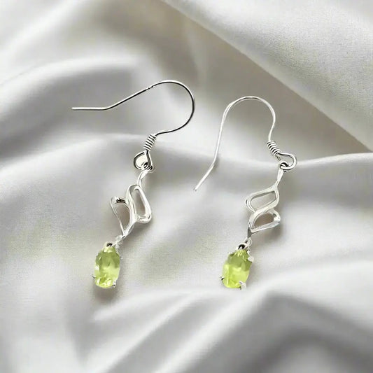 Ædelstens øreringe i Sterling Sølv med Peridot - Øreringe