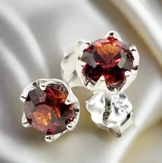 Ædelstensøreringe i sterlingsølv med spessartitgranat - Øreringe