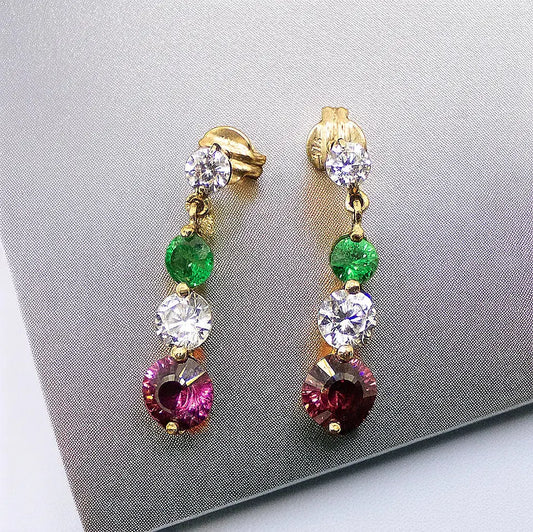 Aurora – 8 kt Guldøreringe med Tsavorite Granat og Zirkoner - Øreringe