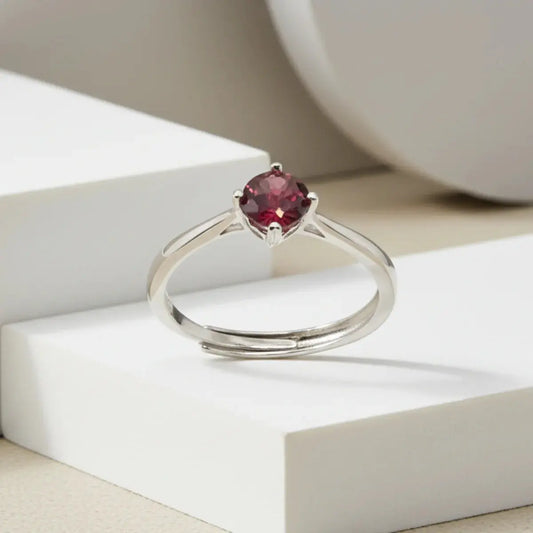 Elegant Sølv Ring med Garnet - Ring