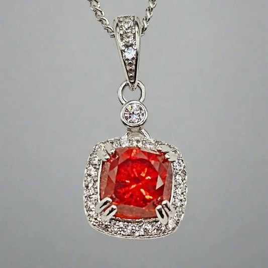 Sølv halskæde med Spessertite Granat - Halskæde