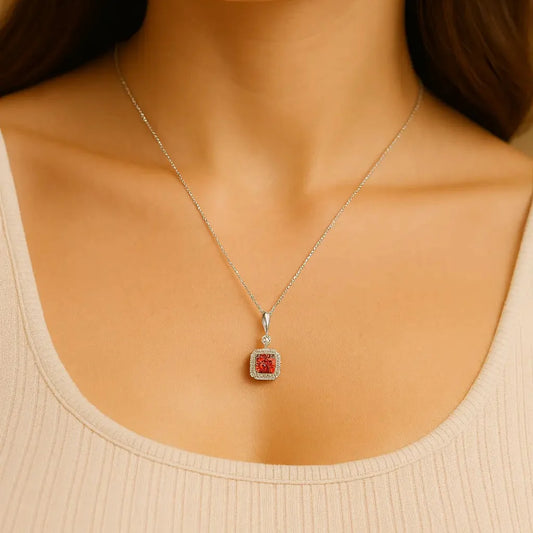 Sølv halskæde med Spessertite Granat - Halskæde
