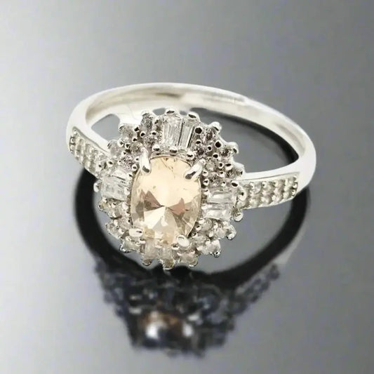 Sølv Ring med Topaz og Zirkoner - Ring