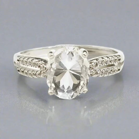 Sølvring med Krystal Quatrz og zirkoner - Ring