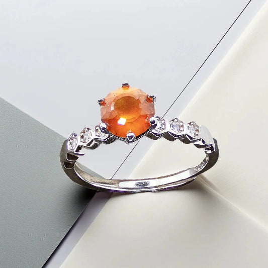 Sterlingsølv ring med hessonite granat og zirkoner - Ring