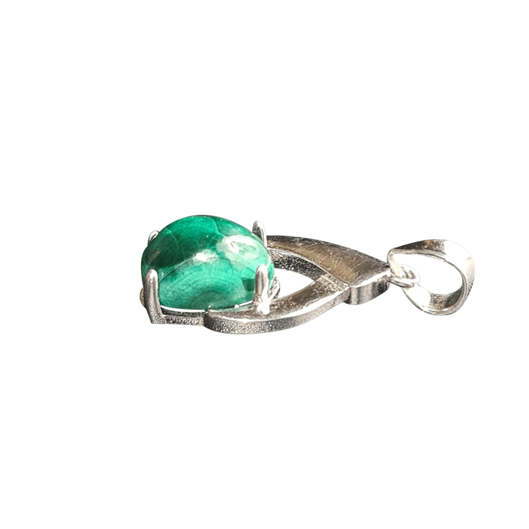925 sterling silver pendant oval malachite - Halskæde