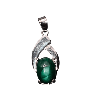 925 sterling silver pendant oval malachite Halskæde