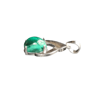 925 sterling silver pendant oval malachite - Pendant & Necklace