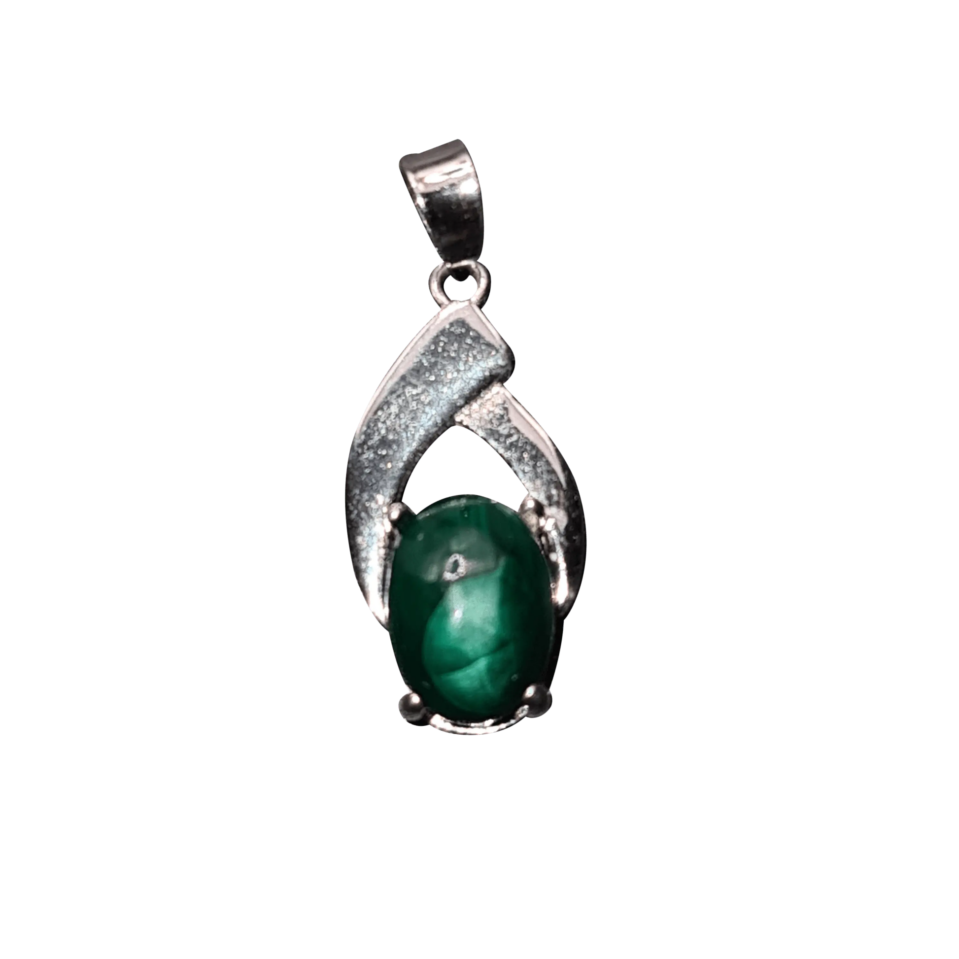 925 sterling silver pendant oval malachite - Pendant & Necklace