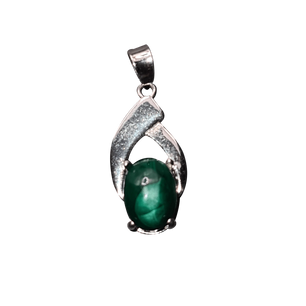 925 sterling silver pendant oval malachite - Pendant & Necklace