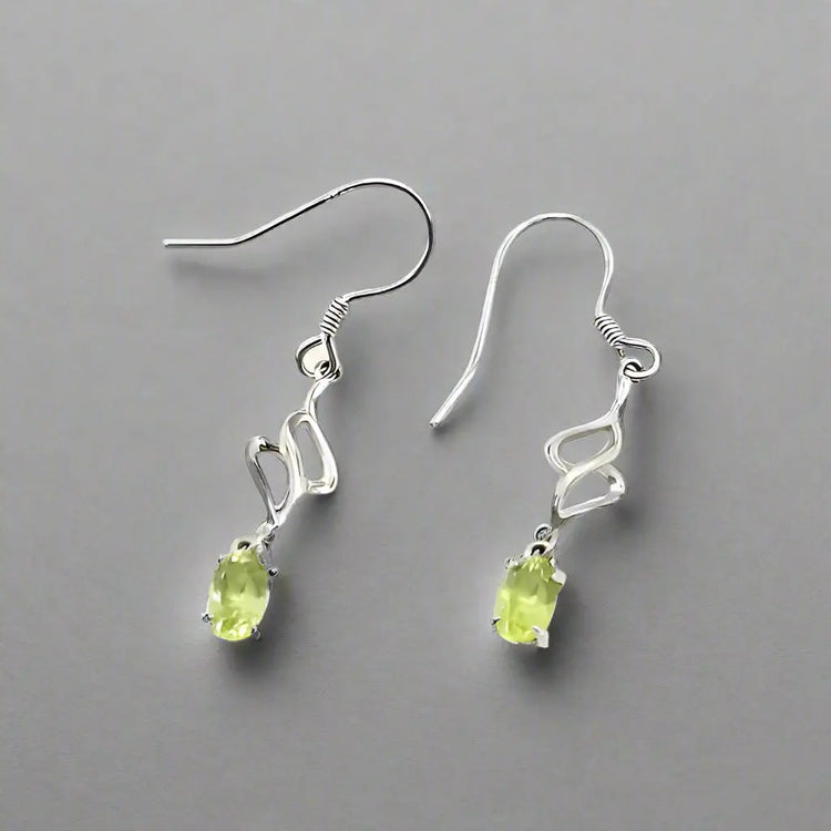 Ædelstens øreringe i Sterling Sølv med Peridot - Øreringe