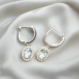 Aquamarine Earrings in Sterling Silver with Zirkons - Earrings