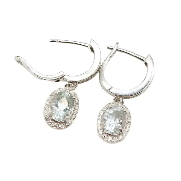 Aquamarine Earrings in Sterling Silver with Zirkons - Earrings