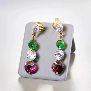 Aurora – 8 kt Guldøreringe med Tsavorite Granat og Zirkoner - Øreringe