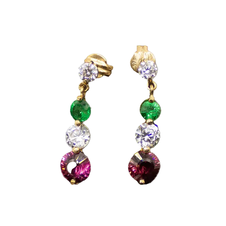 Aurora – 8 kt Guldøreringe med Tsavorite Granat og Zirkoner - Øreringe