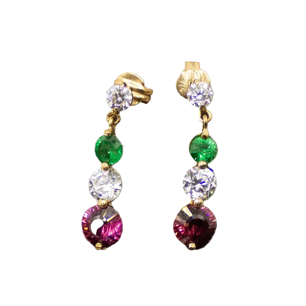 Aurora – 8 kt Guldøreringe med Tsavorite Granat og Zirkoner - Øreringe