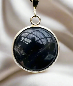 Elegant Gold Plated Round Onyx Gemstone Pendant Minimalist Jewelry Halskæde