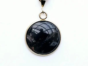 Elegant Gold Plated Round Onyx Gemstone Pendant - Minimalist Jewelry - Pendant