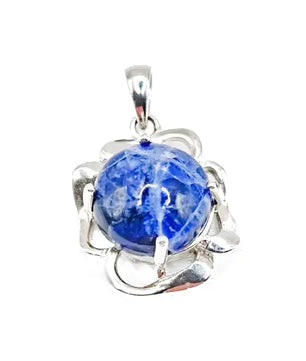 Elegant Pendant in 925 Sterling Silver with 12mm Round Sodalite Halskæde