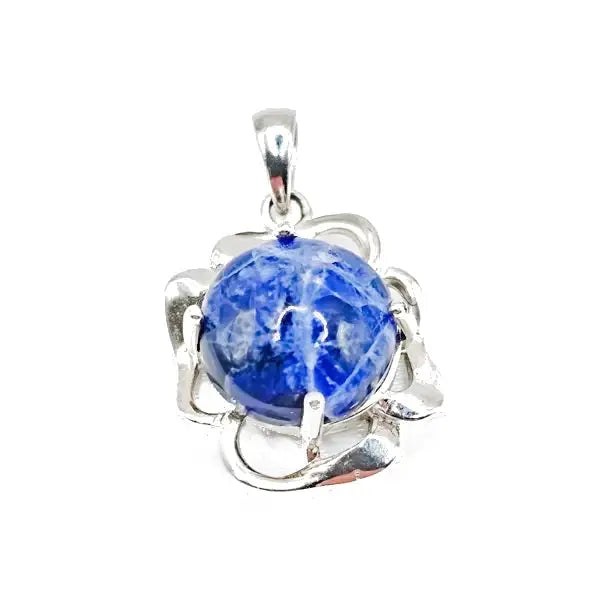 Elegant Pendant in 925 Sterling Silver with 12mm Round Sodalite - Pendant & Necklace