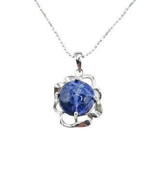 Elegant Pendant in 925 Sterling Silver with 12mm Round Sodalite Halskæde