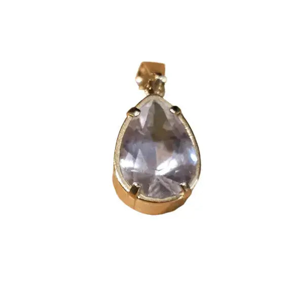 Forgyldt dråbeformet vedhæng med krystalkvarts - Halskæde