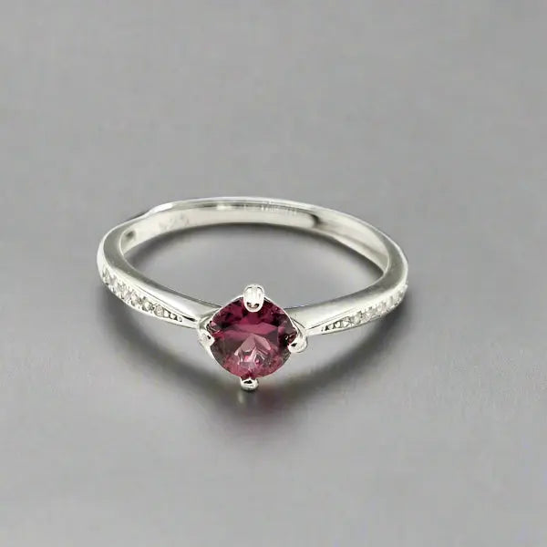 Garnet Ring - Sterling Silver with Zirconia - Ring