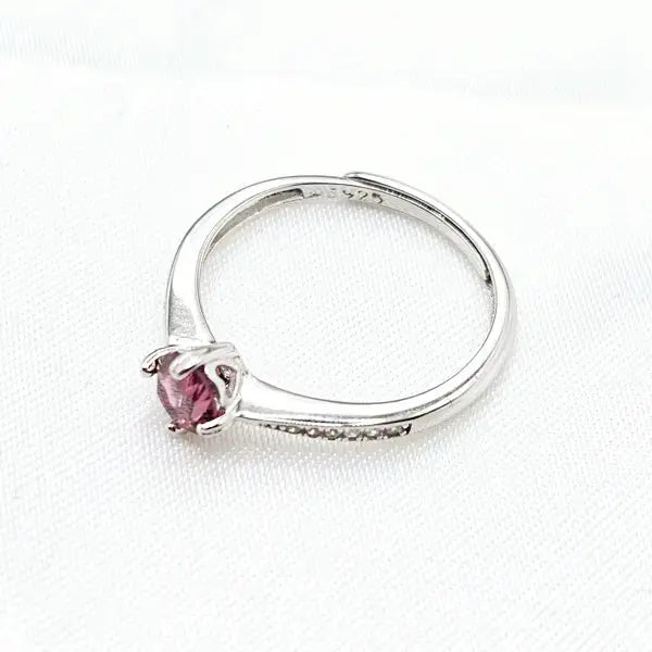 Garnet Ring - Sterling Silver with Zirconia - Ring
