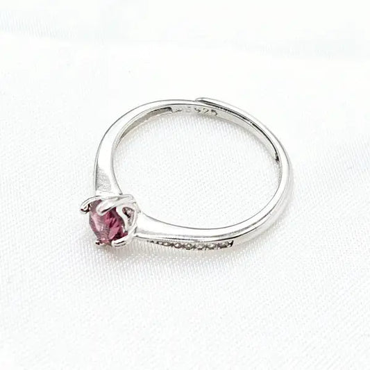 Garnet Ring - Sterling Silver with Zirconia - Ring