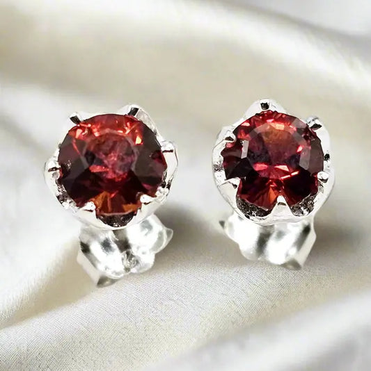 Gemstone Earrings in Sterling Silver with Spessartite Garnet - Earrings