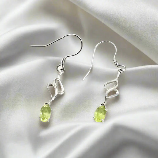 Gemstone Earrings - Sterling Silver Earrings with Peridot - Earrings