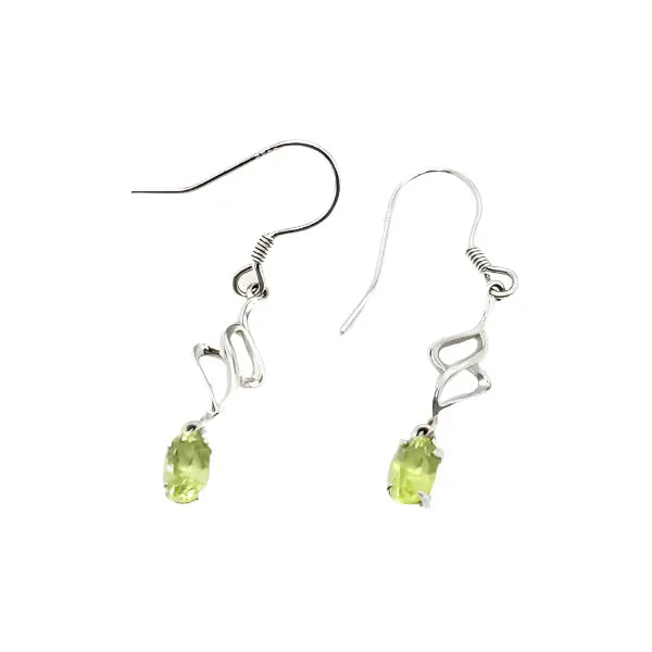 Gemstone Earrings - Sterling Silver Earrings with Peridot - Earrings