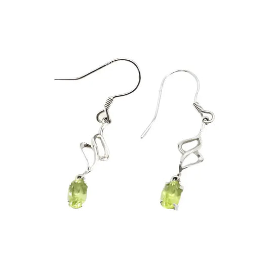 Gemstone Earrings - Sterling Silver Earrings with Peridot - Earrings