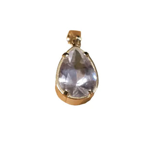 Gold plated Teardrop pendant with crystal quarts - Pendant & Necklace