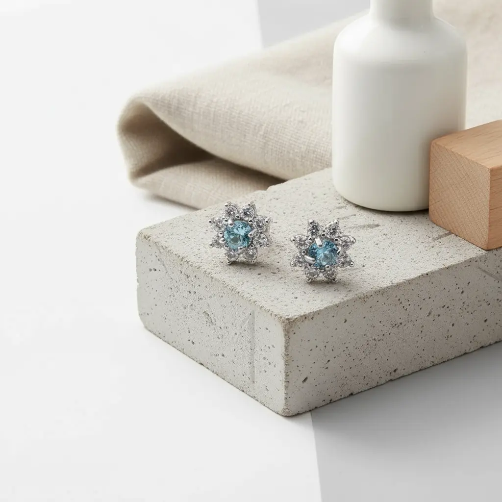 Øreringe i Sølv med Apatite Ædelsten og Zirkoner - Earrings