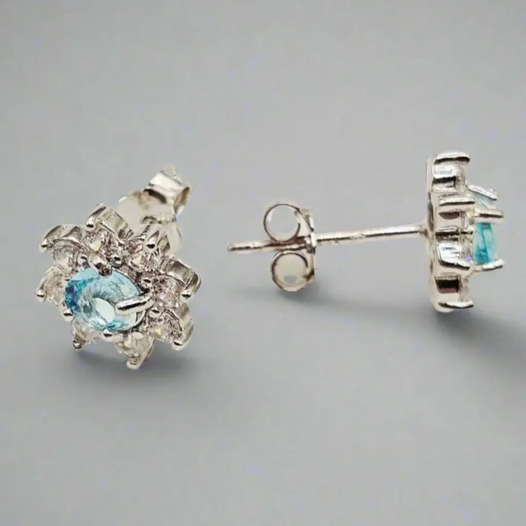 Øreringe i Sølv med Apatite Ædelsten og Zirkoner - Earrings