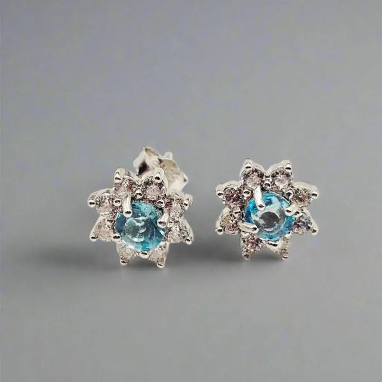 Øreringe i Sølv med Apatite Ædelsten og Zirkoner - Earrings