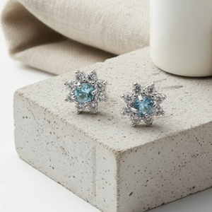 Øreringe i Sølv med Apatite Ædelsten og Zirkoner - Earrings