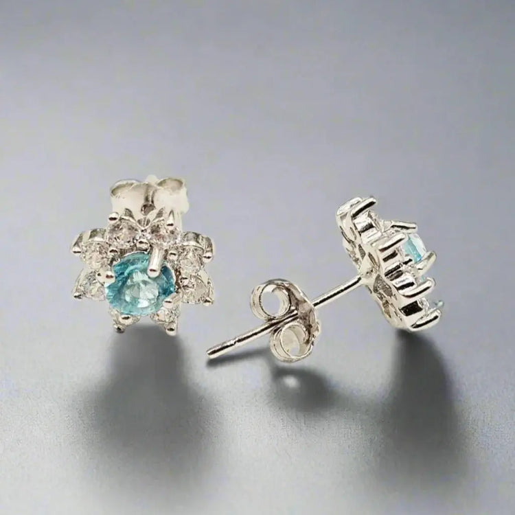 Øreringe i Sølv med Apatite Ædelsten og Zirkoner - Earrings