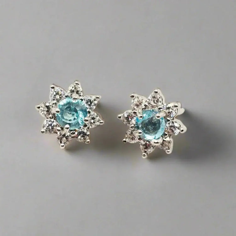 Øreringe i Sølv med Apatite Ædelsten og Zirkoner - Earrings