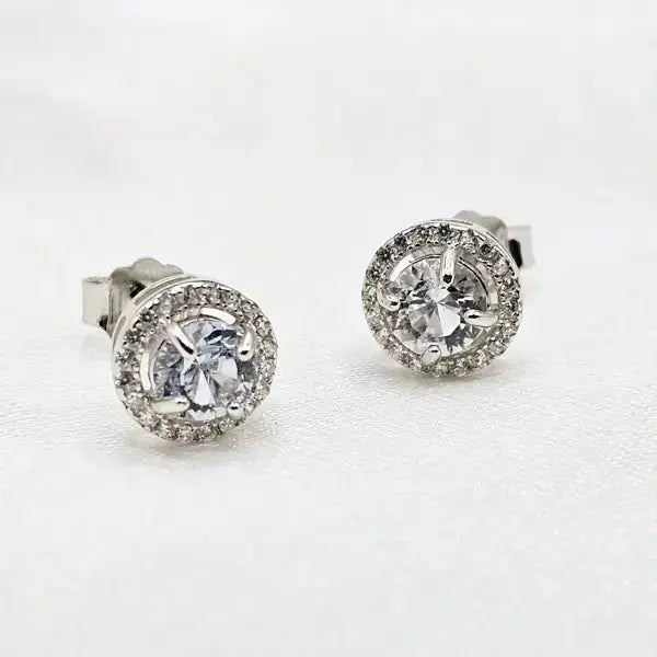 Øreringe i sterlingsølv med aquamarine og zirkoner - Øreringe