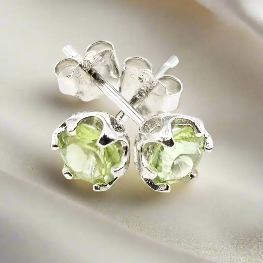 Silver Peridot Earrings - Earrings