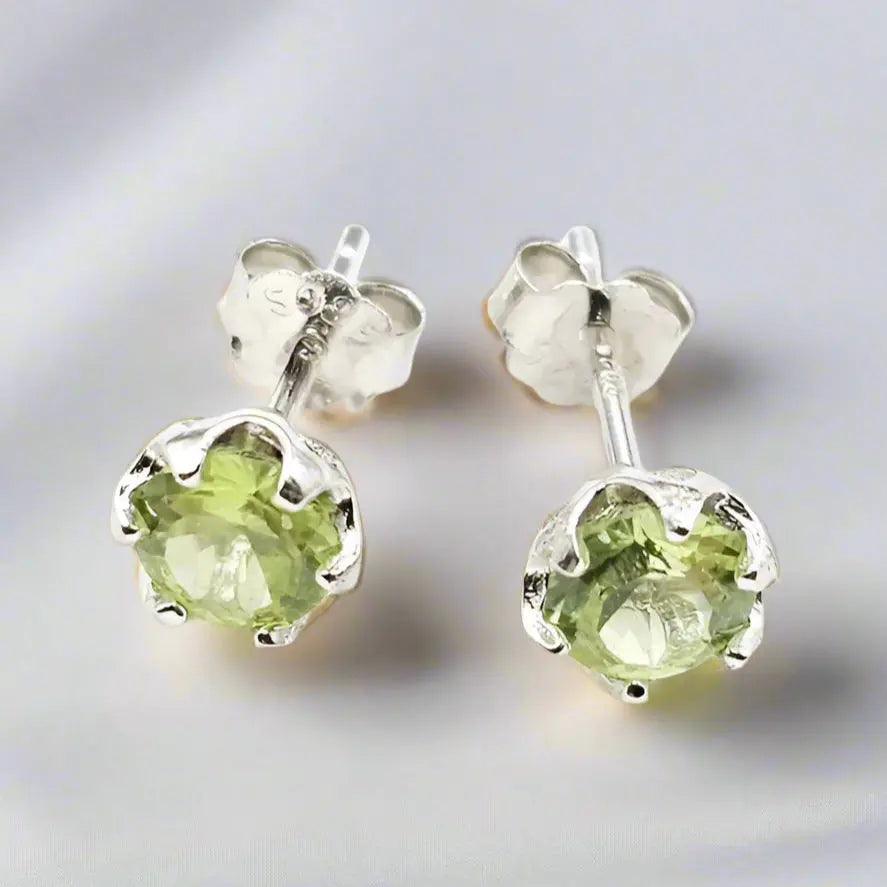 Silver Peridot Earrings - Earrings