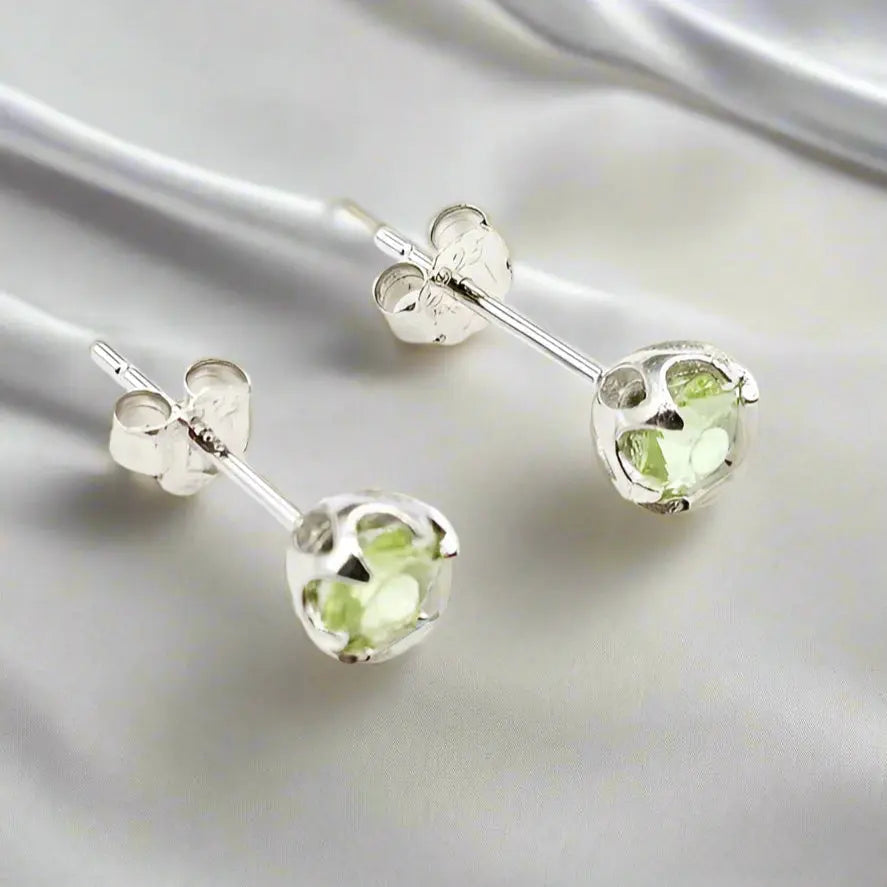 Silver Peridot Earrings - Earrings