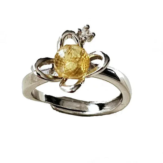 Silver plated ring with facetted yellow Amber - Ring