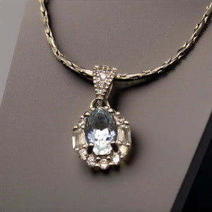 Sølv Halskæde med Aquamarine ædelsten - Halskæde