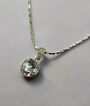 Sølv Halskæde med Aquamarine ædelsten - Halskæde