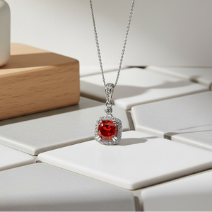 Sølv halskæde med Spessertite Granat - Halskæde