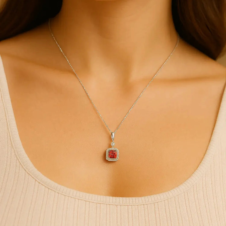 Sølv halskæde med Spessertite Granat - Halskæde